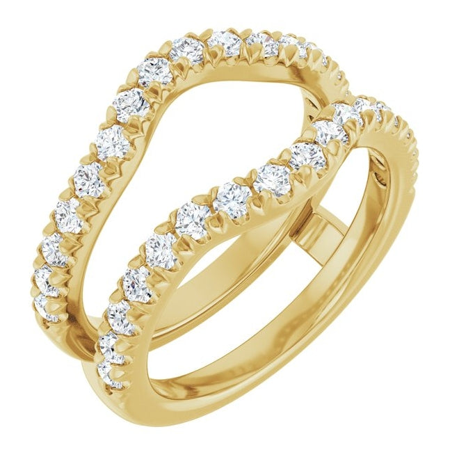 14K Yellow Or White Gold Round 2 Mm Polished 3/4 Ctw Lab-Grown Diamond French Set Ring Guard Size 7