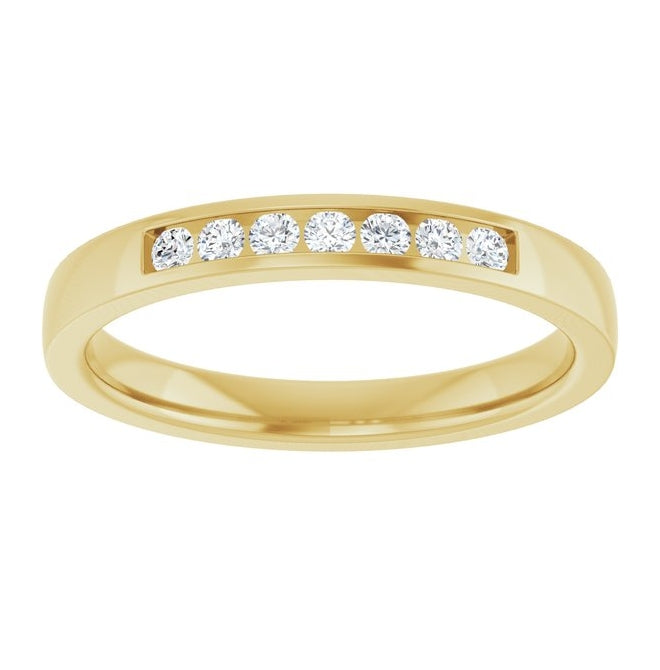 10K Yellow Gold Round 1.75 Mm Si2-Si3, G-H Polished 1/8 Ctw Natural Diamond Anniversary Band, Size 7
