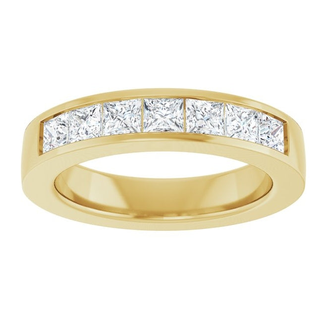 14K Yellow Gold Square 3 X 3 Mm Vs, F+ Polished 1 1/6 Ctw Lab-Grown Diamond Band Size 7
