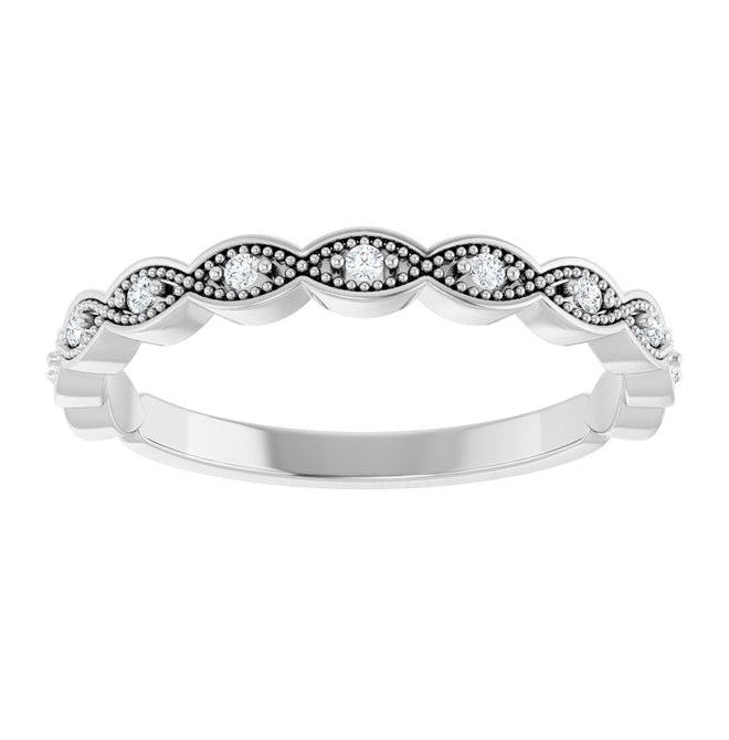 Platinum Round 1.2 Mm Polished .07 Ctw Natural Diamond Anniversary Band Size 7