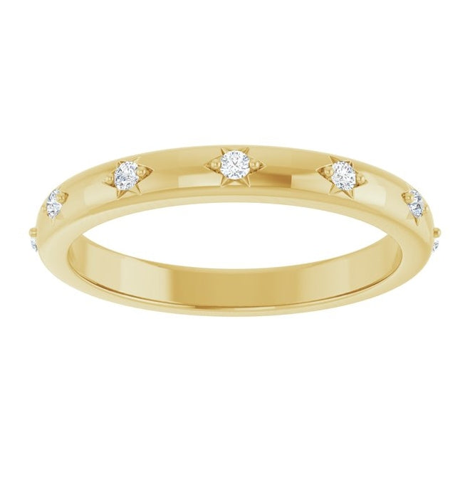 14K Yellow Gold Round 1.1 Mm Vs, F+ Polished .07 Ctw Lab-Grown Diamond Eternity Band Size 7