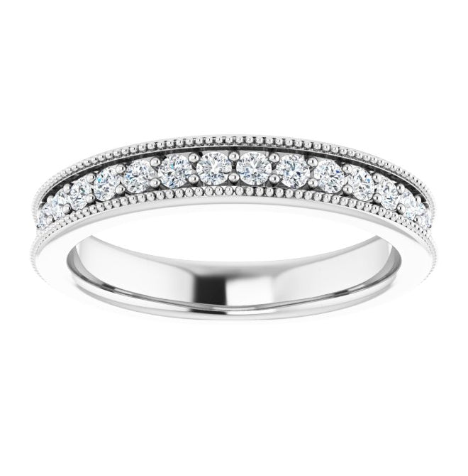 14K White Gold Round 1.75 Mm Polished 1/2 Ctw Natural Diamond Anniversary Band Size 7