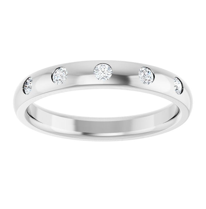 14K White Gold Round 1.5 Mm 2.5 Mm Vs, F+ Polished .07 Ctw Lab-Grown Diamond Anniversary Band Size 7