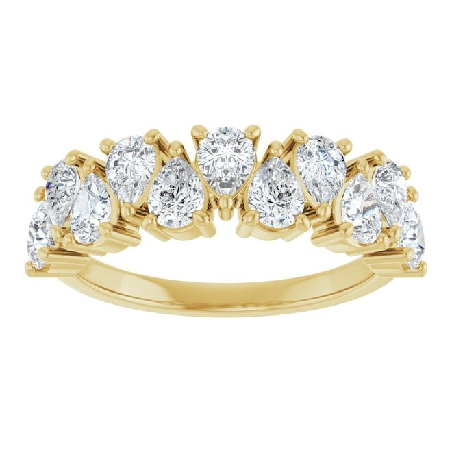 14K Yellow Or White Gold Pear 4 X 3 Mm Polished 1 1/2 Ctw Lab-Grown Diamond Anniversary Band
