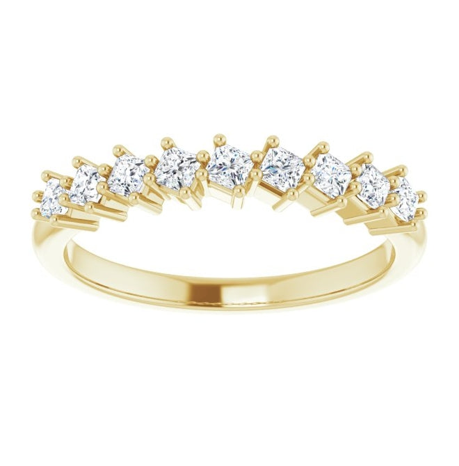 10K Yellow Gold Square 2 X 2 Mm Polished 1/2 Ctw Lab-Grown Diamond Anniversary Band Size 7