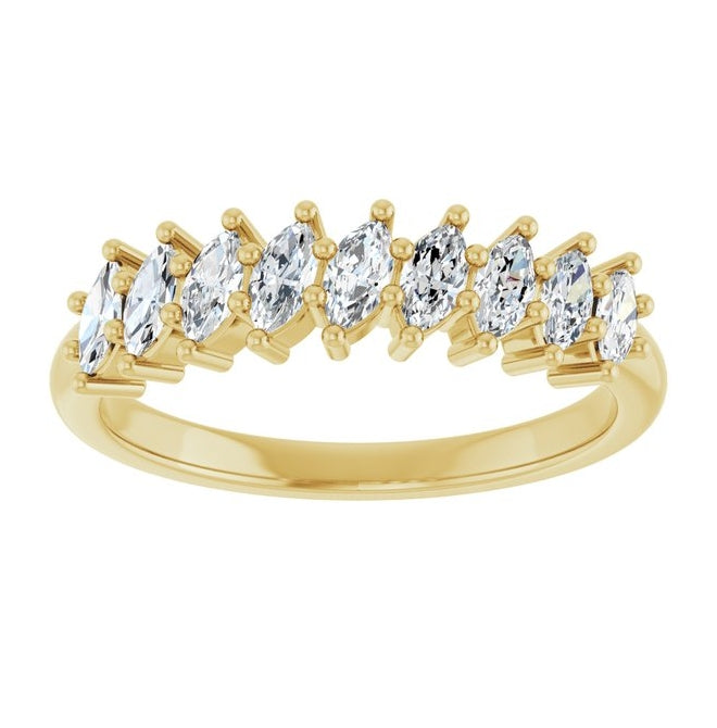 14K Yellow Or White Gold Marquise 4 X 2 Mm Polished 1/2 Ctw Lab-Grown Diamond Anniversary Band