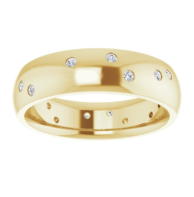 14K Yellow Gold Round 1.5 Mm 6 Mm Si2-Si3, G-H Polished 1/5 Ctw Natural Diamond Scattered Band Size 7