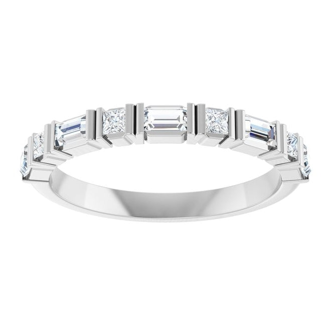 14K White Gold Straight Baguette 3 X 1.75 Mm Polished 3/8 Ctw Natural Diamond Anniversary Band Size 7