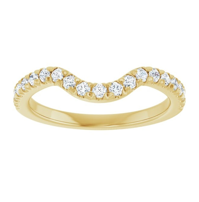 14K Yellow Gold Round 1.7 Mm Polished 3/8 Ctw Natural Diamond Contour Band Size 7