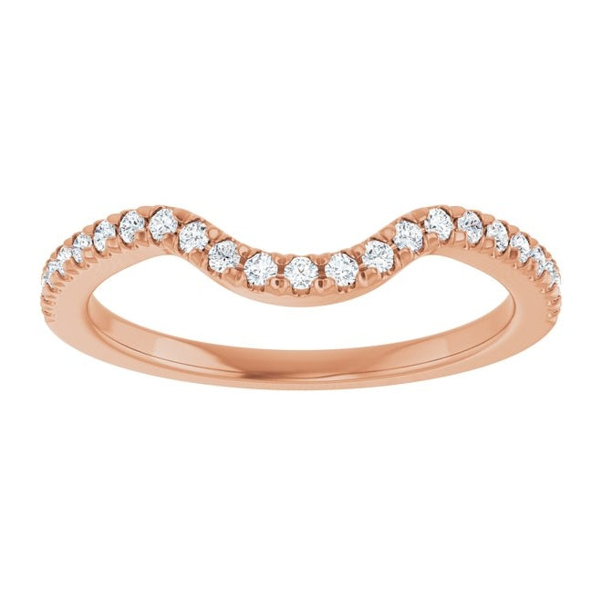 14K White Or Rose Gold Round 1.3 Mm Polished 1/5 Ctw Natural Diamond Contour Band