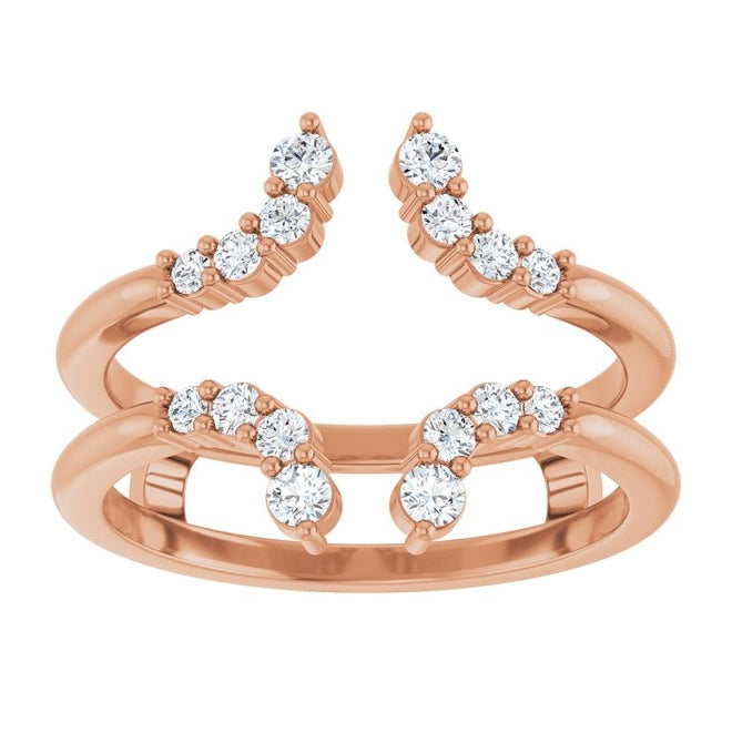 14K Rose Gold Round 2 Mm Polished 1/3 Ctw Lab-Grown Diamond Ring Guard Size 7