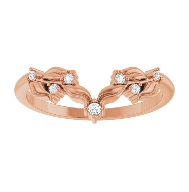 14K Rose Gold Round 1.5 Mm Polished .06 Ctw Lab Grown Diamond Contour Band Size 7