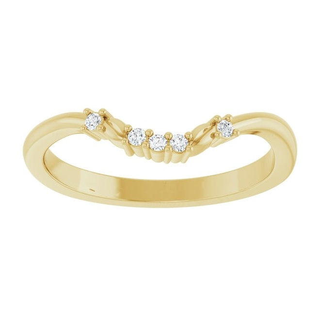 14K Yellow Gold Pear 9 X 6 Mm Vs, F+ Polished .04 Ctw Lab-Grown Diamond Matching Band Size 7