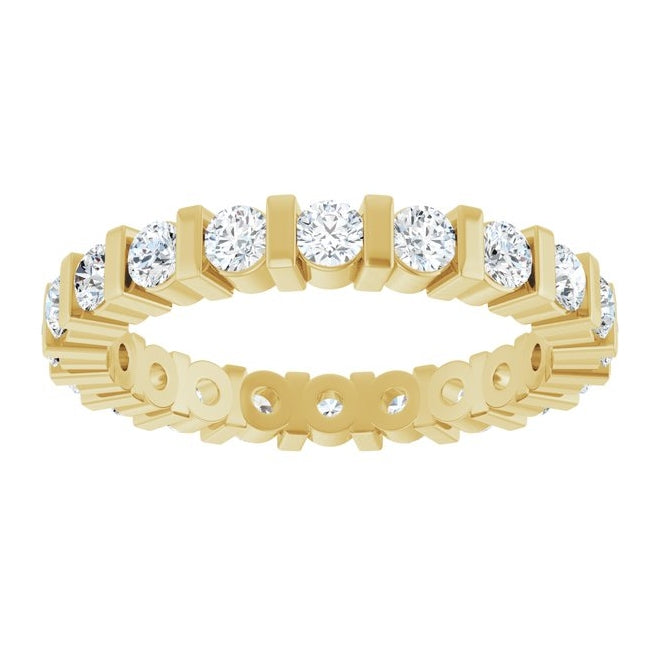 14K Yellow Or White Gold Round 2.5 Mm Vs, F+ Polished 1 1/5 Ctw Lab-Grown Diamond Eternity Band Size 7