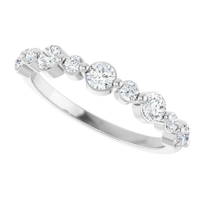 14K White Gold Round 3 Mm Polished 1/2 Ctw Natural Diamond Anniversary Band Size 7