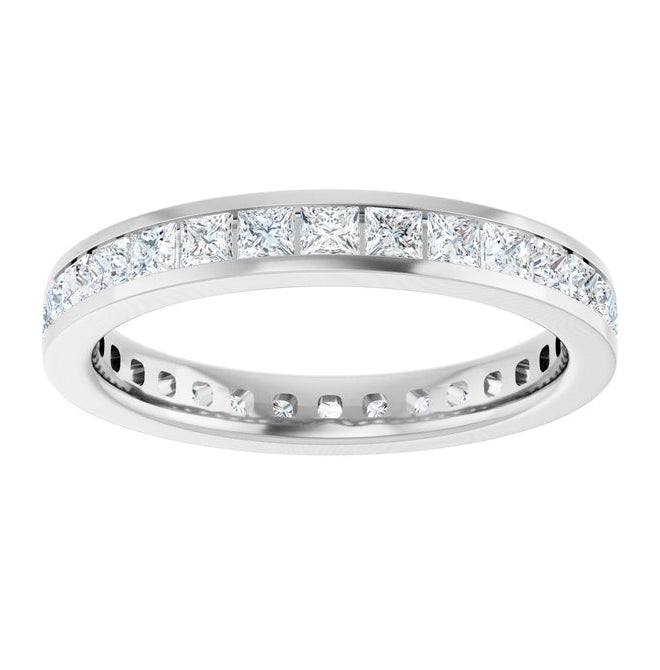 14K White Gold Square 2 X 2 Mm Vs, F+ Polished 1 5/8 Ctw Lab-Grown Diamond Eternity Band Size 7