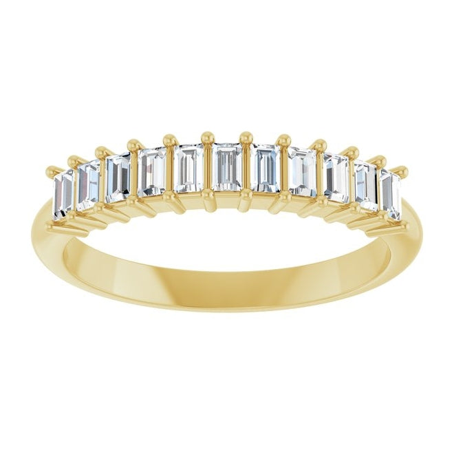 14K Yellow Gold Straight Baguette 2.5 X 1.5 Mm Polished 1/3 Ctw Lab-Grown Diamond Anniversary Band Size 7