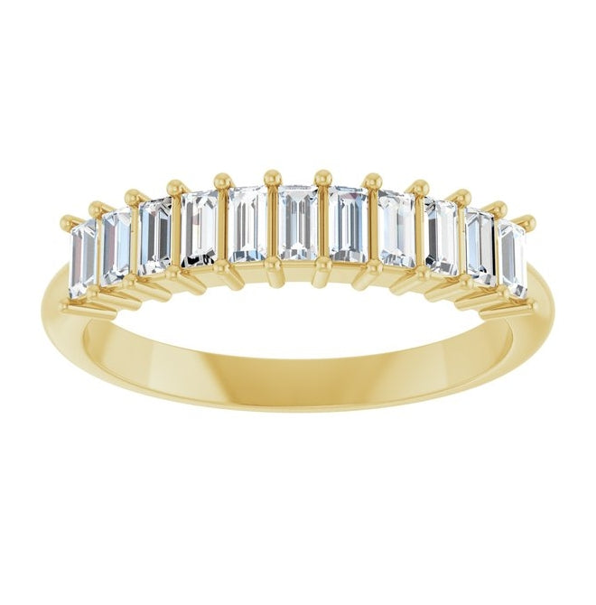 14K Yellow Or White Gold Straight Baguette 3 X 1.5 Mm Polished 1/2 Ctw Lab-Grown Diamond Anniversary Band Size 7
