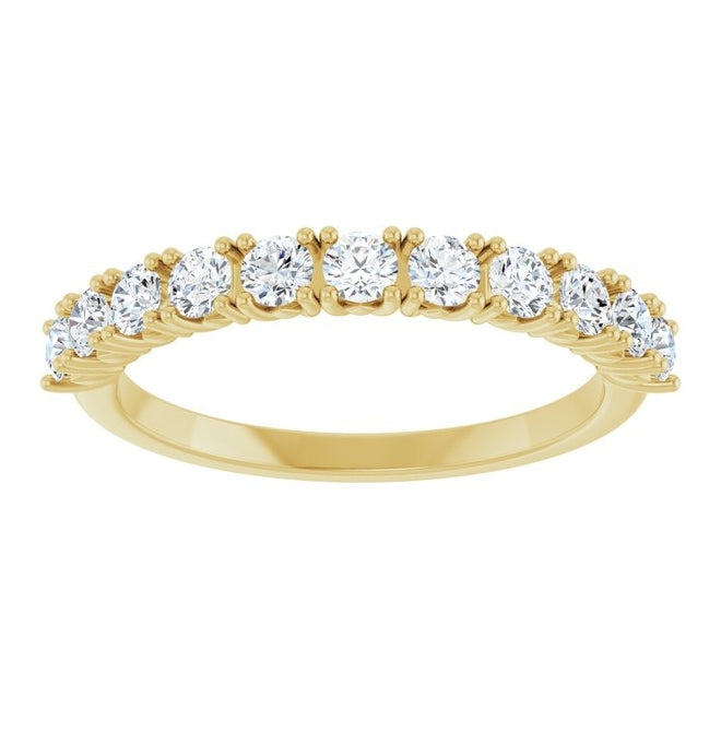 14K Yellow Gold Round 2.5 Mm Polished 5/8 Ctw Natural Diamond Anniversary Band Size 7
