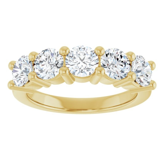 10K Yellow Gold Round 4.8 Mm Polished 2 1/2 Ctw Lab-Grown Diamond Anniversary Band Size 7