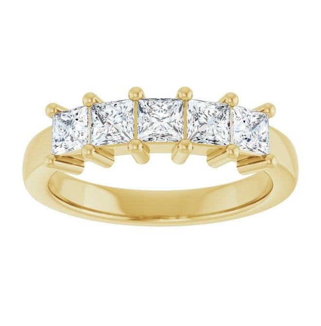 10K Yellow Gold Square 3.25 X 3.25 Mm Polished 1 1/6 Ctw Lab-Grown Diamond Anniversary Band Size 7