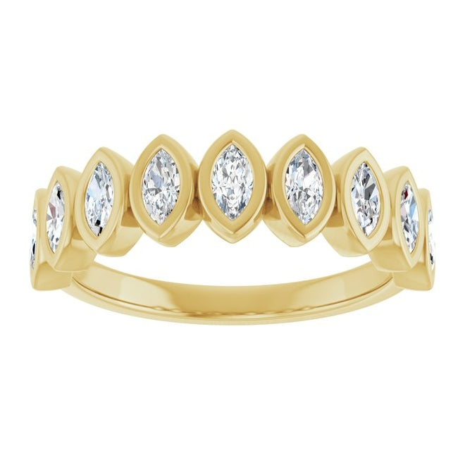14K Yellow Or White Gold Marquise 4 X 2 Mm Polished 5/8 Ctw Lab-Grown Diamond Anniversary Band Size 7