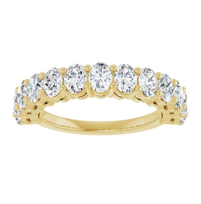 14K Yellow Or White Gold Oval 4 X 3 Mm Polished 1 9/10 Ctw Lab-Grown Diamond Anniversary Band Size 7