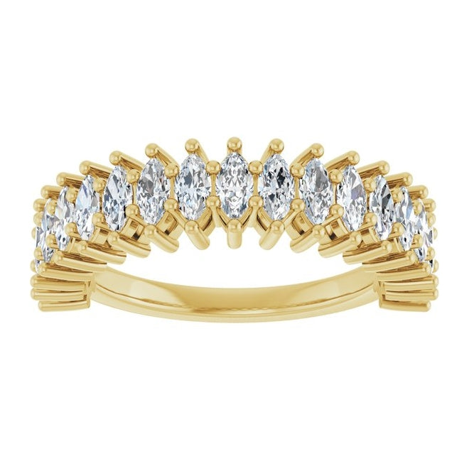 14K Yellow Or White Gold Marquise 4 X 2 Mm Polished 1 1/5 Ctw Lab-Grown Diamond Anniversary Band Size 7