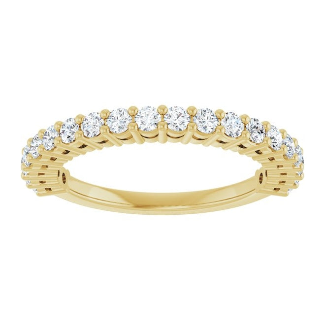 14K Yellow Or White Gold Round 2 Mm Polished 1/2 Ctw Lab-Grown Diamond Anniversary Band Size 7