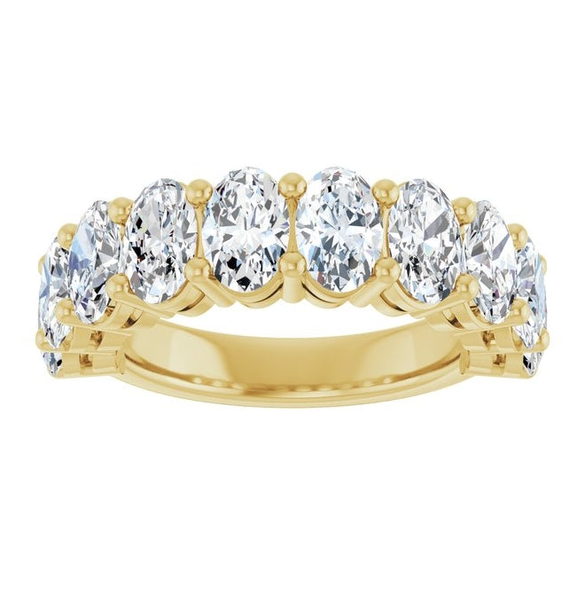 14K Yellow Or White Gold Oval 6 X 4 Mm Polished 4 Ctw Lab-Grown Diamond Anniversary Band Size 7