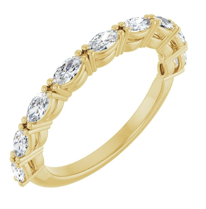 14K Yellow Or White Gold Marquise 4 X 2 Mm Polished 5/8 Ctw Lab-Grown Diamond Anniversary Band