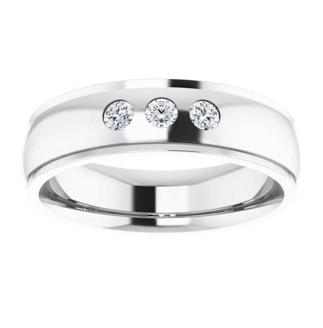 14K White Gold Round 2.5 Mm Vs, F+ Polished 1/5 Ctw Lab-Grown Diamond Band Size 9.5