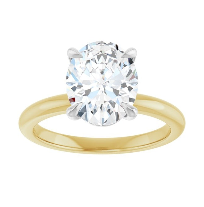 14K Yellow Or Two-Tone Gold Oval 10 X 8 Mm Polished 2 1/6 Ctw Lab-Grown Diamond Engagement Ring Size 7