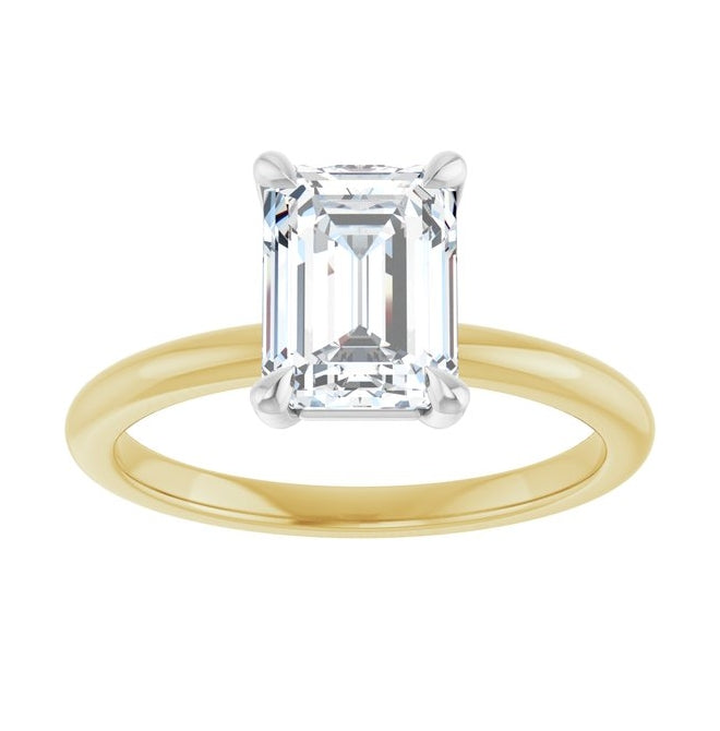 14K Yellow Or White Or Two-Tone Gold Emerald 8 X 6 Mm Polished 1 3/4 Ctw Lab-Grown Diamond Engagement Ring Size 7
