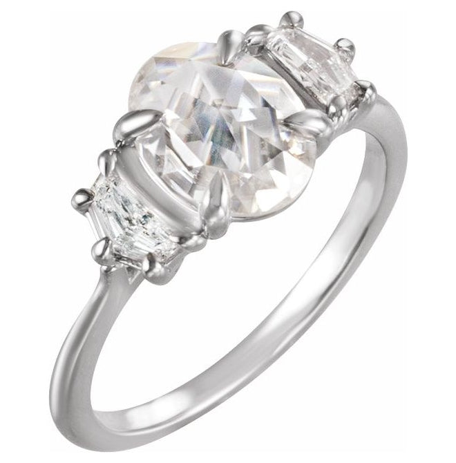 14K White Gold Oval 10 X 8 Mm Vs, F+ Polished 2 1/2 Ctw Lab-Grown Diamond Engagement Ring Size 7