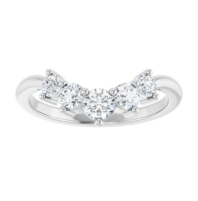 14K White Gold Round 3.5 Mm Polished 1/2 Ctw Lab-Grown Diamond Contour Band Size 7