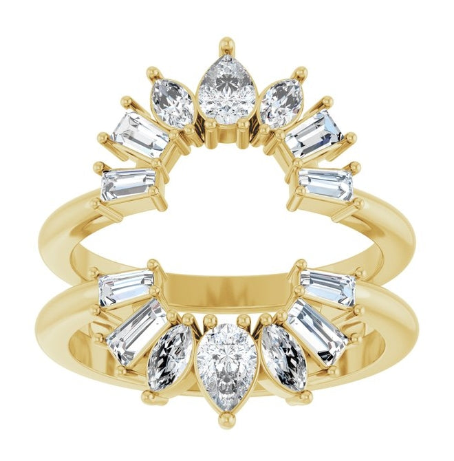 14K Yellow Gold Pear 4.5 X 3 Mm Polished 1 Ctw Lab-Grown Diamond Ring Guard Size 7