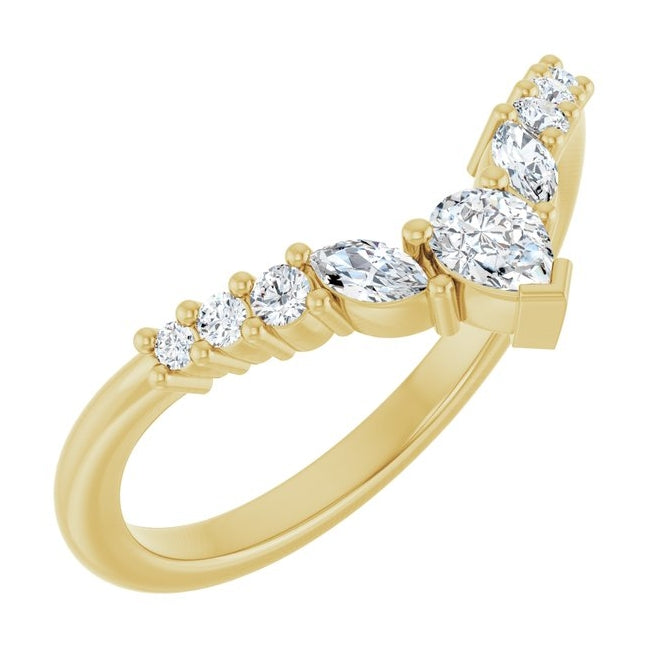 14K Yellow Or White Gold Polished 1/3 Ctw Lab-Grown Diamond Contour Band Size 7