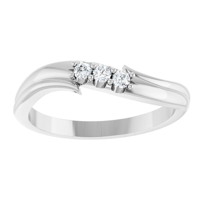 14K Yellow Or White Gold Round 2 Mm Polished .08 Ctw Lab-Grown Diamond Three-Stone Stackable Ring