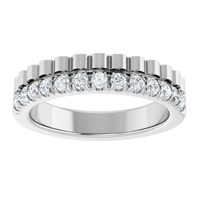 14K Yellow Or White Gold Round 2 Mm Polished 1/3 Ctw Lab-Grown Diamond Anniversary Band
