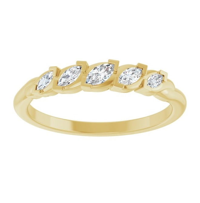 14K Yellow Or White Gold Marquise 4 X 2 Mm Polished 1/4 Ctw Lab-Grown Diamond Anniversary Band