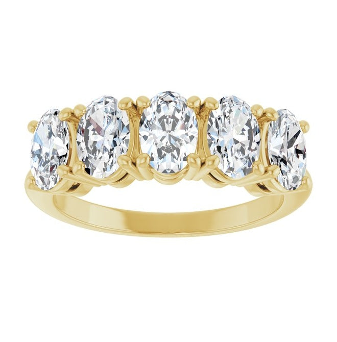 14K Yellow Gold Oval 6 X 4 Mm Polished 2 Ctw Lab-Grown Diamond Anniversary Band Size 7