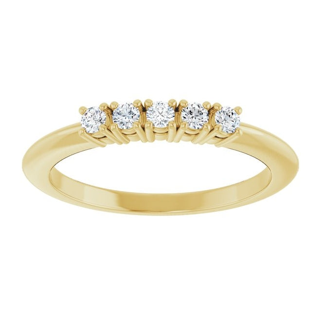 14K Yellow Or White Gold Round 2 Mm Polished 1/6 Ctw Lab-Grown Diamond Anniversary Band