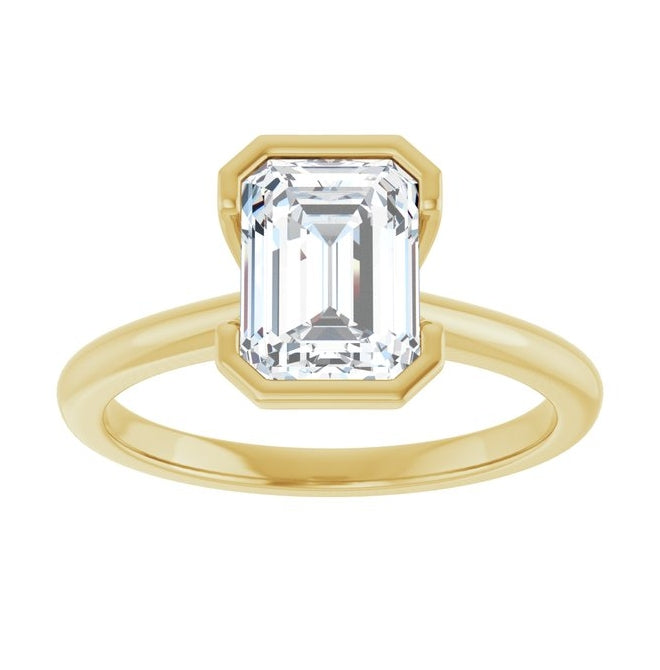 14K Yellow Gold Emerald 8 X 6 Mm Polished 1 3/4 Ctw Lab-Grown Diamond Engagement Ring Size 7
