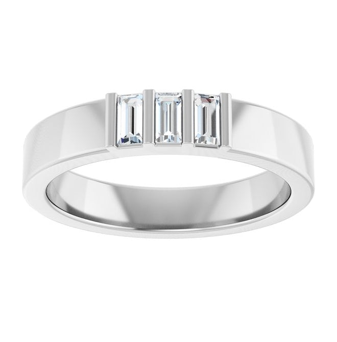 14K Yellow Or White Gold Straight Baguette 3.5 X 1.75 Mm Polished 1/5 Ctw Lab-Grown Diamond Three Stone Band