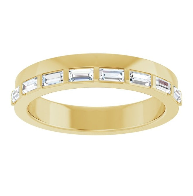 14K Yellow Gold Straight Baguette 3 X 1.5 Mm Polished 1/3 Ctw Natural Diamond Anniversary Band Size 7
