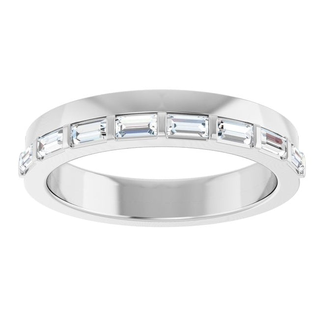 14K Yellow Or White Gold Straight Baguette 3 X 1.5 Mm Polished 1/3 Ctw Lab-Grown Diamond Anniversary Band