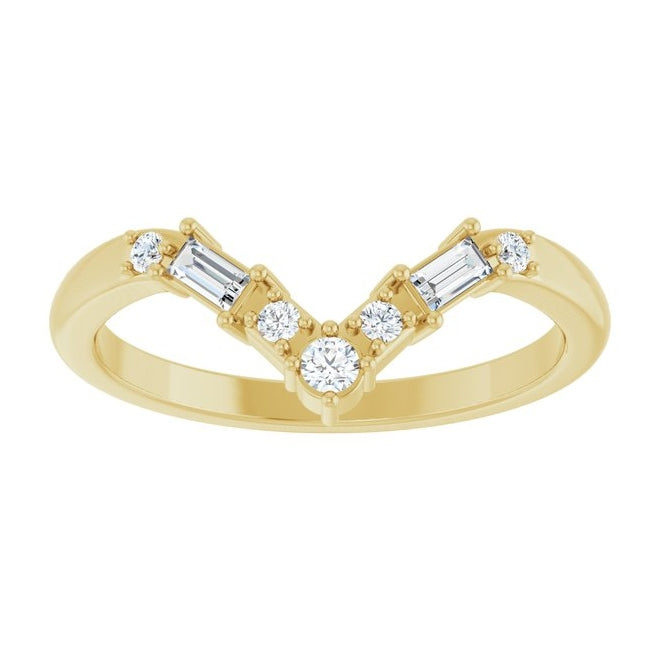 14K Yellow Or White Gold Round 2 Mm Polished 1/6 Ctw Natural Diamond Contour Band Size 7