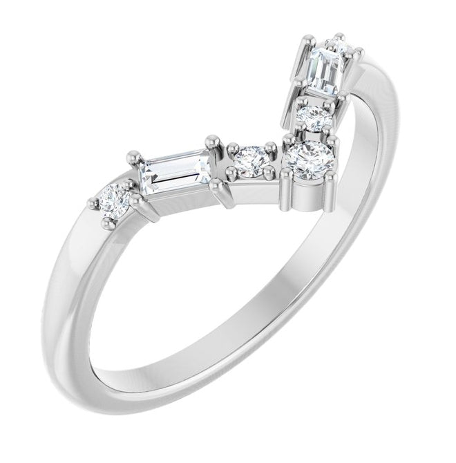 14K Yellow Or White Gold Round 2 Mm Polished 1/6 Ctw Lab-Grown Diamond Contour Band Size 7