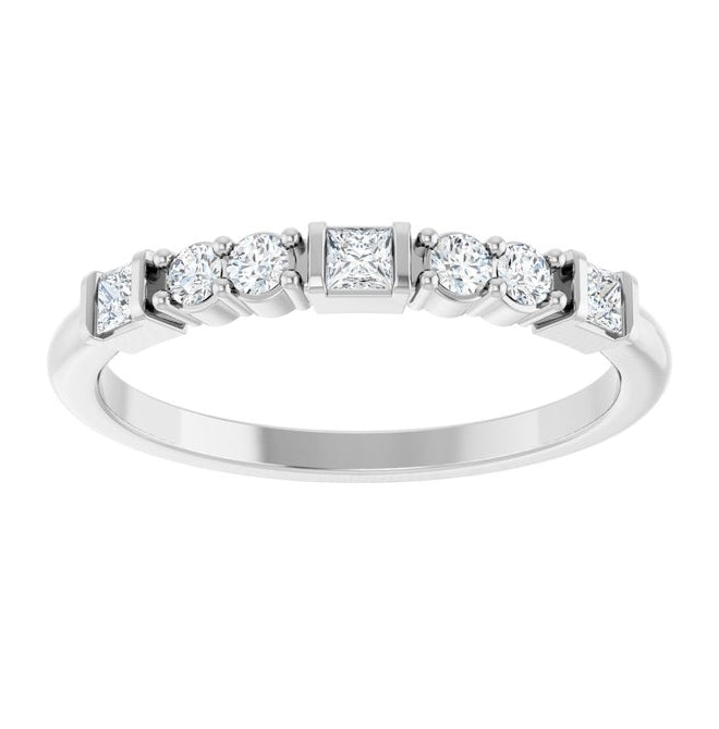 14K White Gold Square 2 X 2 Mm Polished 1/4 Ctw Lab-Grown Diamond Stackable Ring Size 7